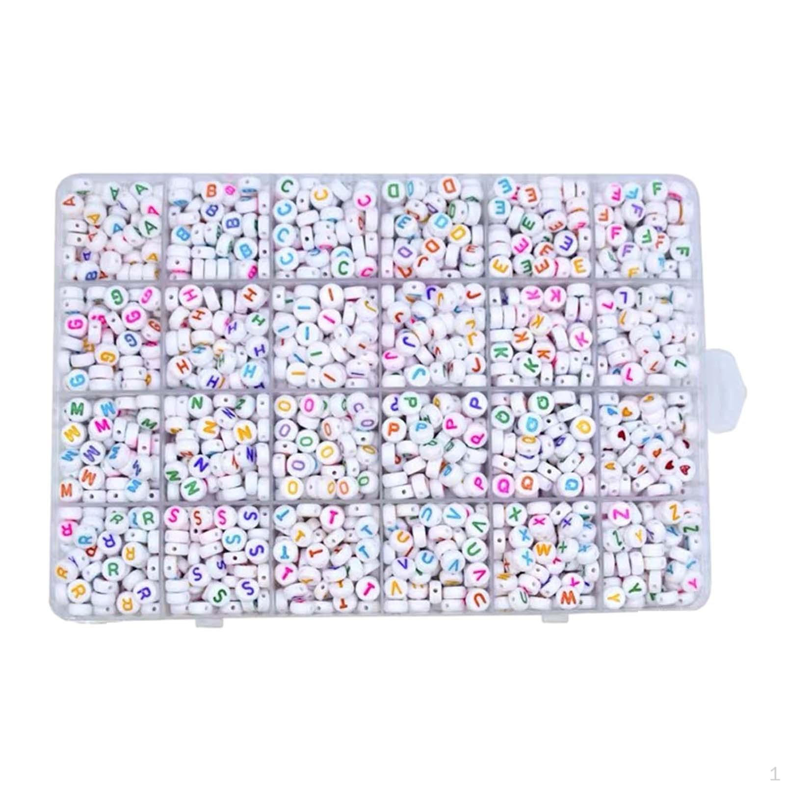 

1200 Pieces Letter Beads for Bracelets Round Spacer with Hole Alphabet Jewelry Colorful