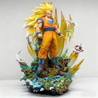 Anime 42cm Infinito Super Saiyan 3 Son Goku Action Figure in PVC Statuetta Ornamento da Scrivania Modello Giocattolo Regalo per Ragazzo da Collezione Senza Luci