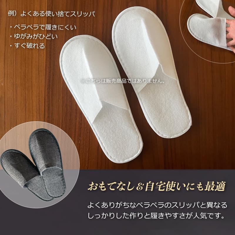 EQLITURE Disposable Set of Luxury Hotel Front Individually Fits Plus Gray Slippers, 20, Style, Closure, Wrapped, 23cm-28cm, Cotton-Linen-Like