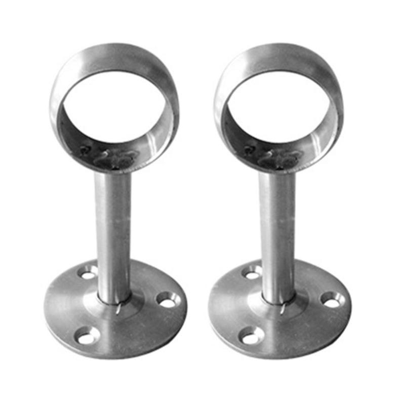 2Pcs Stainless-Steel Curtain Rod Bracket Home Hanging Rod Support Socket Closet Pole Sockets Flange Rod Holder