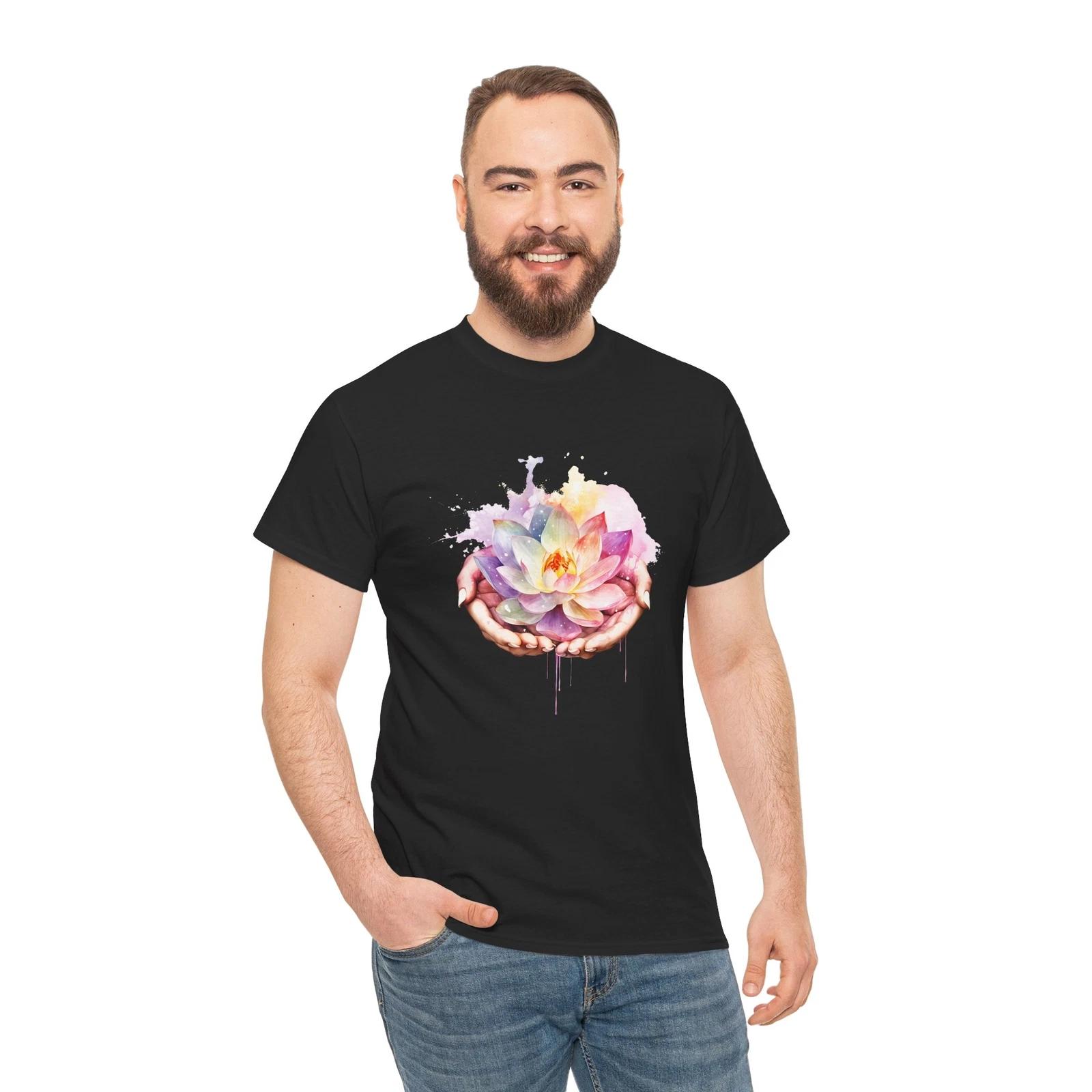 

Retro Yoga Zen Lotus Flower T-Shirt - Elegant Floral Tee for Japanese Art Fans S
