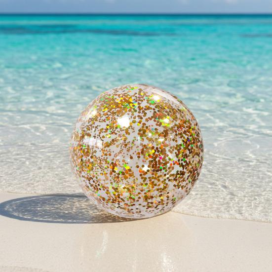 16/24-Zoll Aufblasbarer Glitzer-Strandball Auslaufsichere Klare Bälle mit Konfetti-Pailletten Kinder Erwachsene Sommer Strand Schwimmbad Party Spielzeug