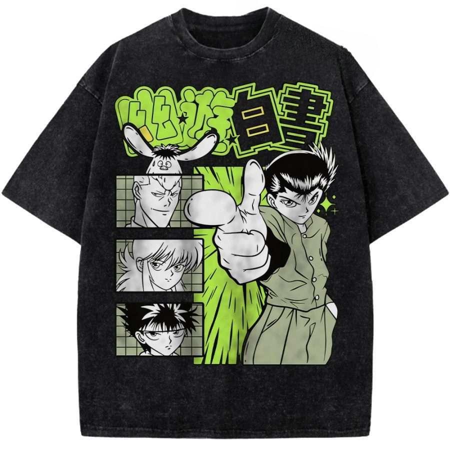 T-shirt graphique YuYu Hakusho Hiei pour homme, manches courtes, style décontracté, en coton, effet vintage, style Harajuku.
