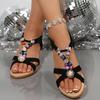 Fashion Fashion String Beaded Wedge Sandals for Women Summer 2025 Bohemian Style Beach Shoes Woman Elastic Band Slip On Roman Sandalias