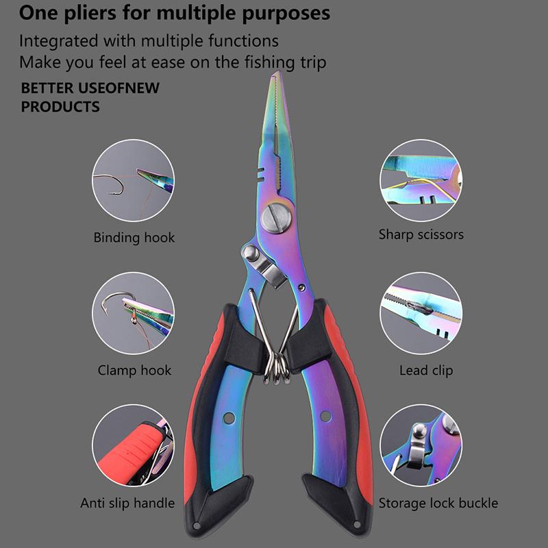 1Pc Multi-functional Fishing Pliers Anti-Slip Stainless Steel Fishing Line Cutter Tied Hooks Pliers Portable Split Ring Opener