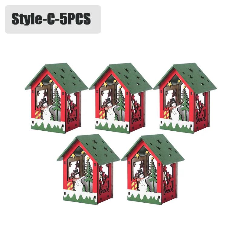 20PCS Christmas Decorations Creative DIY Assembled Cabin Painted Luminous House Christmas Tree Hanging Christmas Hut Ornaments