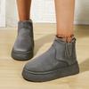 Fashion Hot Pink Thick Bottom Wedge Heel Warm Faux Fur Snow Boots Women Winter Short Plush Boots Woman Non Slip Cotton Chelsea Boots