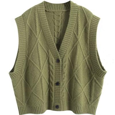 Spring and Autumn Vintage Knitted Vest Women's Lazy British Style Outerwear Short Sweater Cardigan