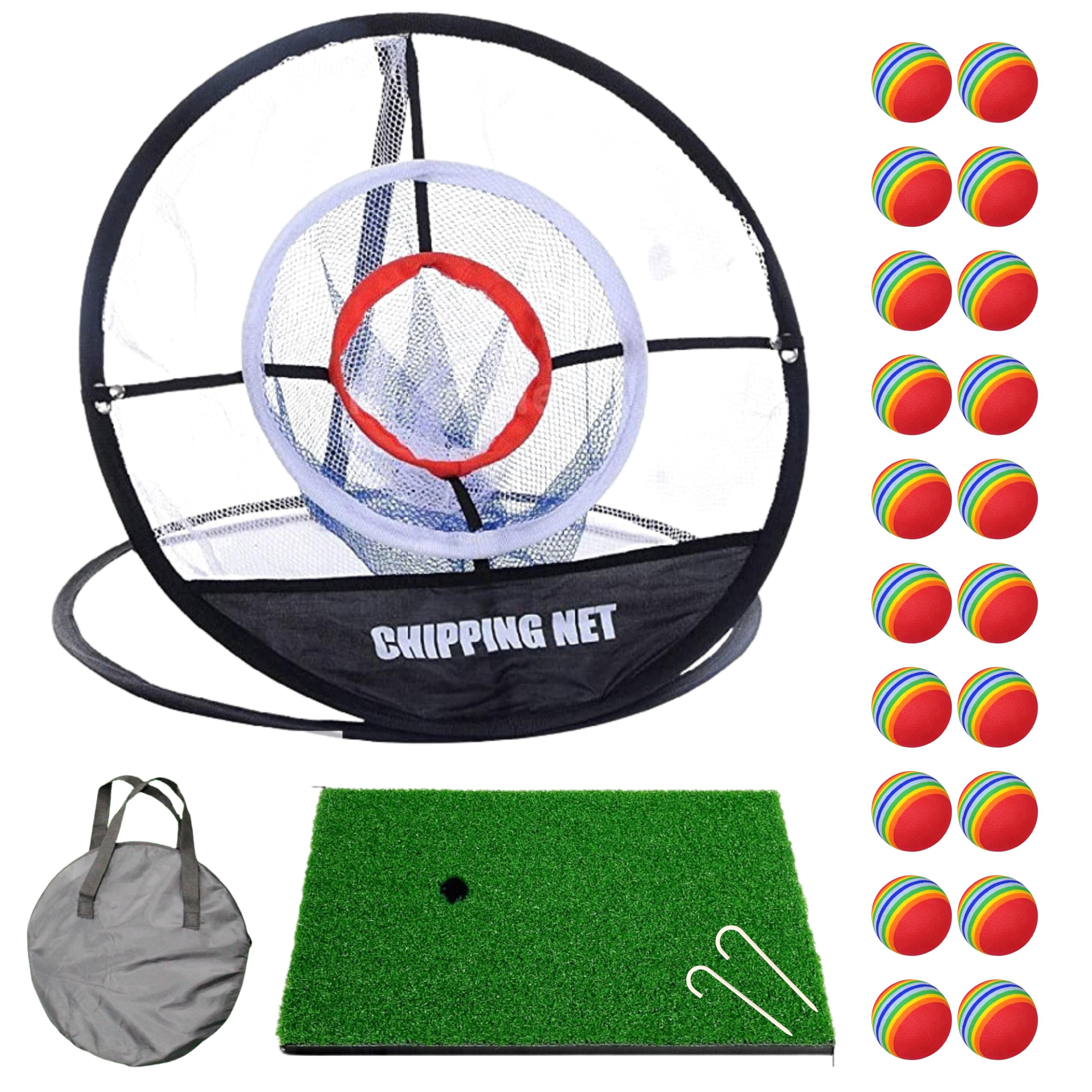 

East Leaf Golf Practice Net, Approach Practice, Indoor/Outdoor Use, Practice Equipment Set, 20 Practice Balls, Foldable Putter, Golf Net (Black)