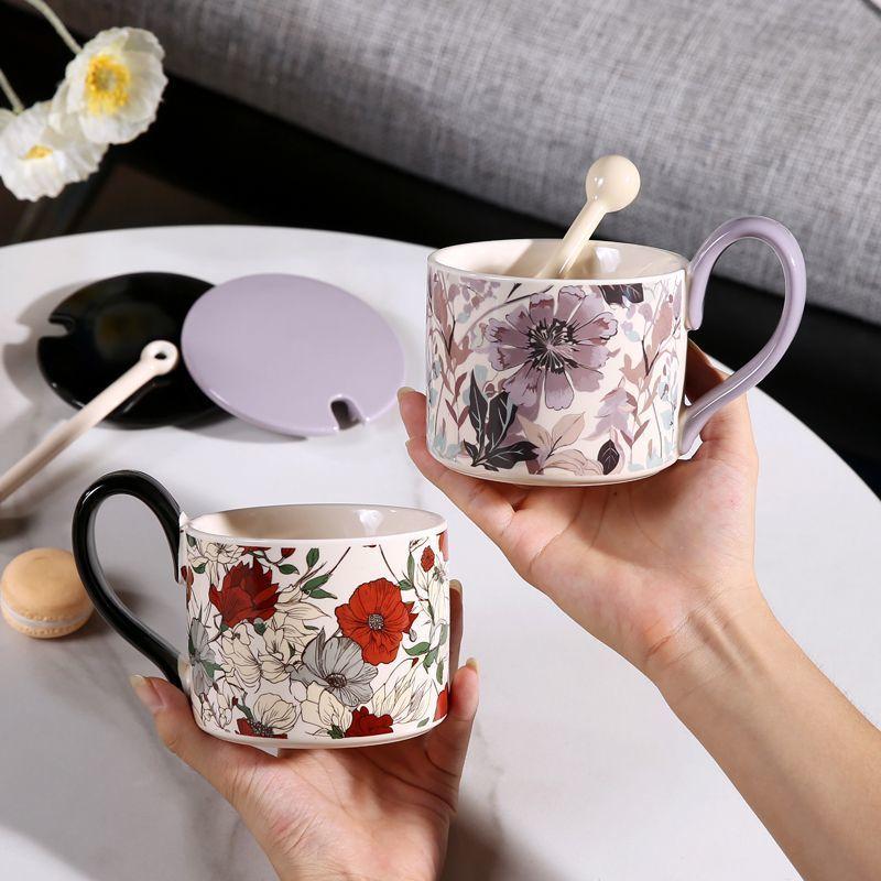 Mug Office Cup Household Ceramic Coffee Cup Creative Drinking Water Cup High Looking Tea Cup Women's Creative Gift