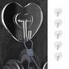 5Pcs Heart Transparent Hooks Strong Self Adhesive Key Storage Hanger Multi-Function Towel Hanging Hook For Kitchen Bathroom Stor