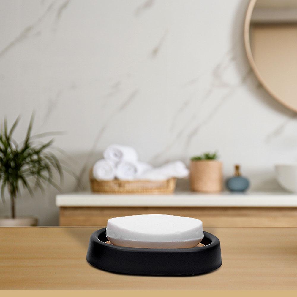 ZT230-4 4Pcs Luxury Bamboo PP Bathroom Toiletry Kit with Lotion Bottle Mouthwash Cup Toothbrush Holder Soap Dish