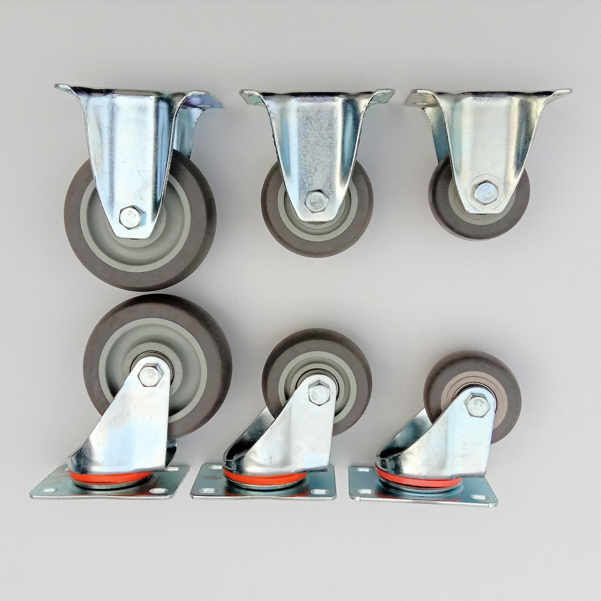 Medium TPR Elastic Silent Swivel Medical Caster Wheel 2.5-inch Fixed