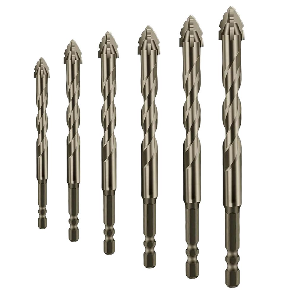 6PCS 4-Blade Saw Tooth Eccentric Drill Bit High-Strength Alloy Twist Drill Bit 4/5/6/8/10/12mm Rotary Tool Accessory Hand Tools