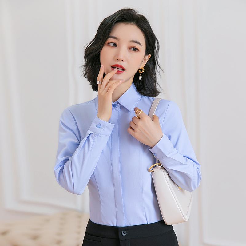 Women s Blue Velvet Thickened Shirt - Autumn Winter Formal Wear with Custom Logo Medium