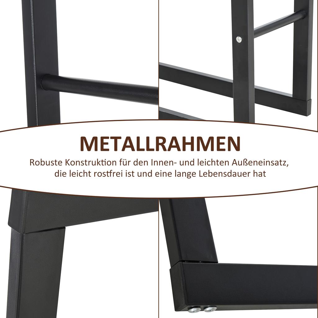 Metal Firewood Log Holder Tall Firewood Rack Indoor Outdoor Fireplace Wood Storage Shelf with Side Rails, Rust-Resistant, Black, 40W x 25D x 100H cm