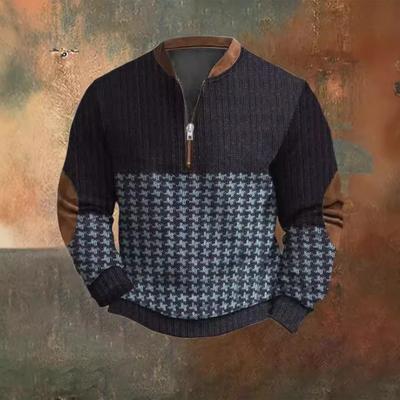 Nouveau Sweat-shirt Imprimé Mi-fermeture Éclair Automne Hiver Homme Épais Manches Longues Décontracté Polyvalent Haut
