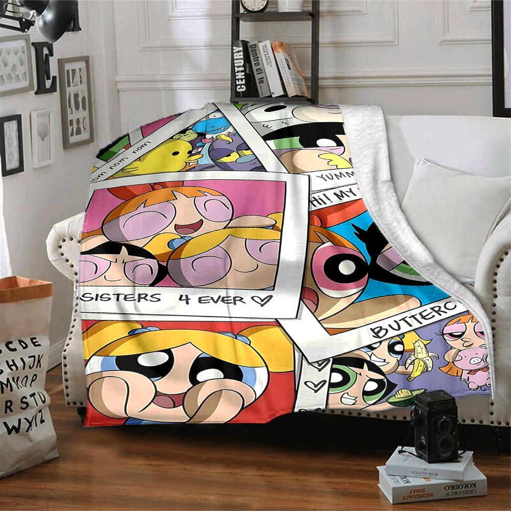 1 Stück Powerpuff Girls Flanelldecke, Weich Hautfreundlich mit Digitaldruck, Verschiedene Größen erhältlich für Familie, Freunde, Geburtstag