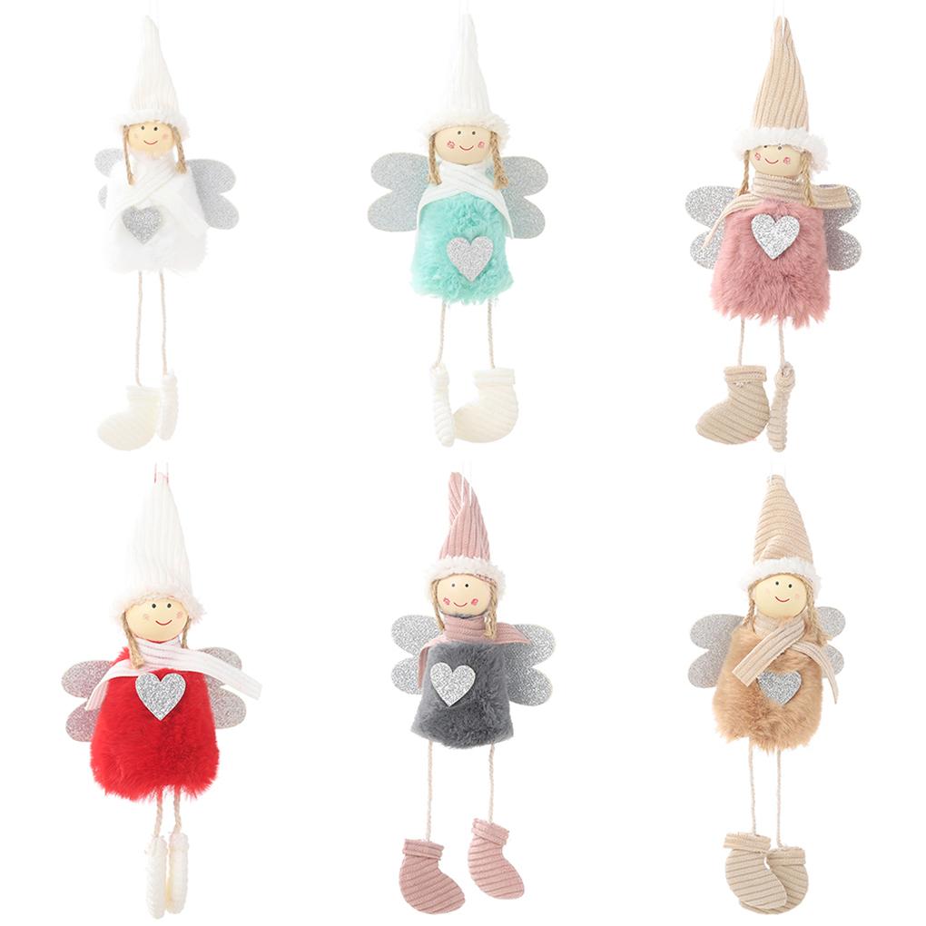 Lovely Mini Xmas Tree Plush Hanging Leg Angel Pendant Home Decoration Kids Gift