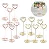 5PCS Place Card Clamps Stand Metallic Rose Gold Heart Shape Photos Clips Paper Clamp Table Numbers Holder Desktop Decoration