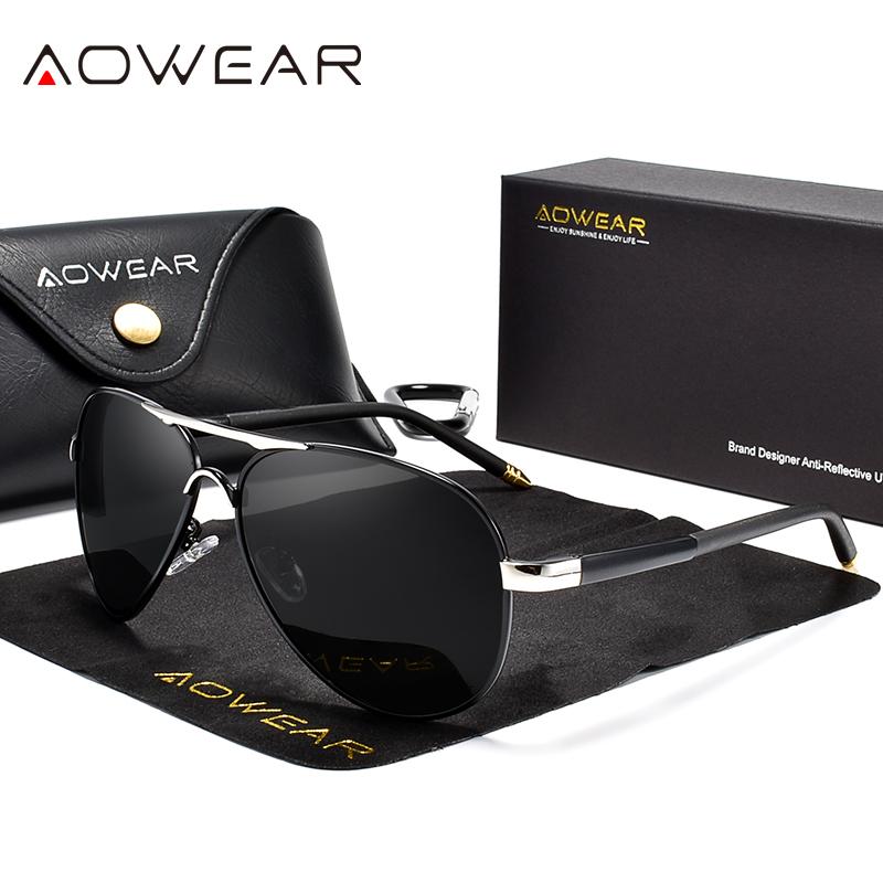 AOWEAR Męskie Okulary Lotnicze Męskie Polaryzacyjne Lustrzane Okulary Przeciwsłoneczne dla Mężczyzny HD Jazda Pilot Okulary Przeciwsłoneczne lunettes de soleil homme