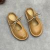 Johnature Handmade Genuine Leather Flat Slippers Round Toe Retro Soft Soled Women's Outdoor Slip-on Shoes