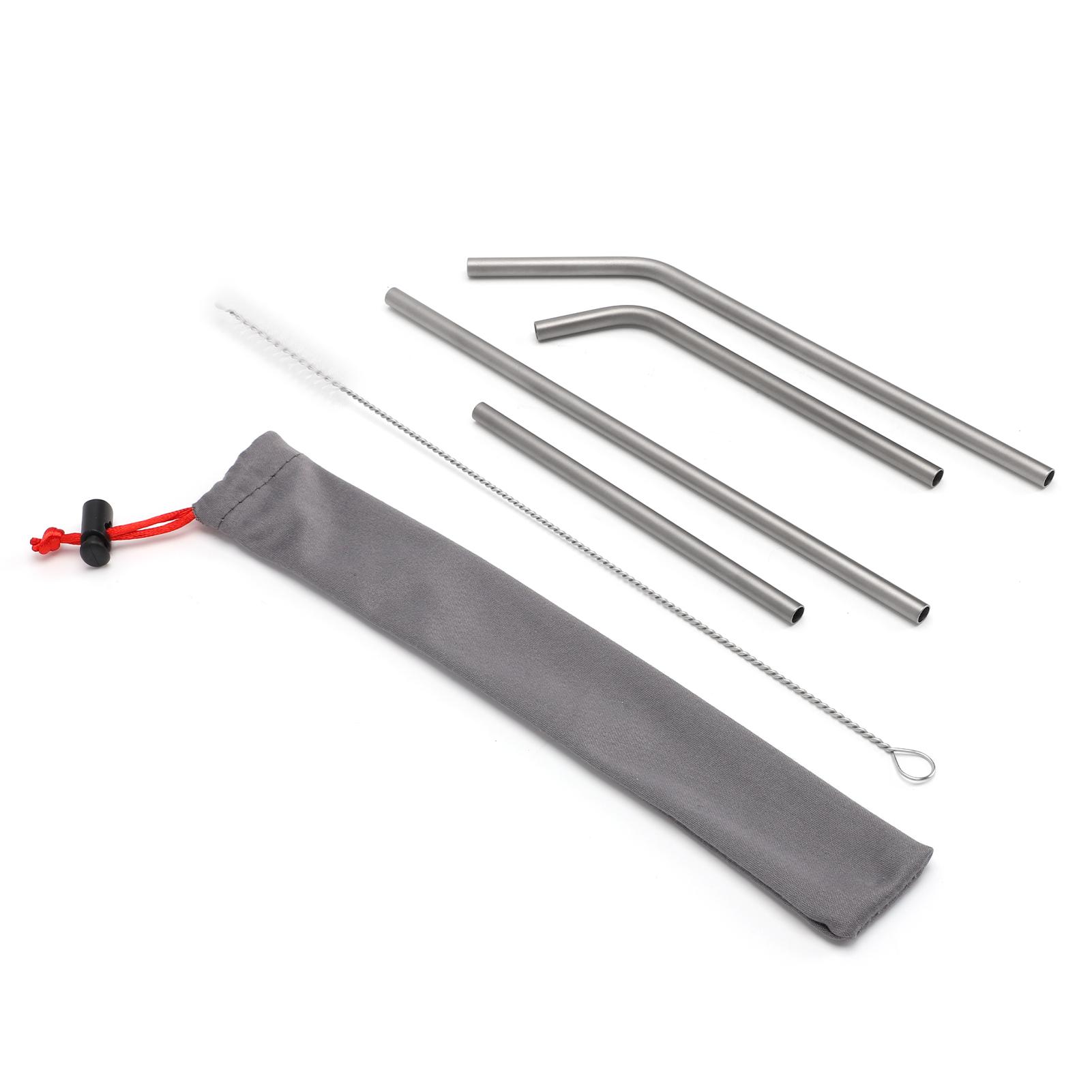 Набор из 4 шт. титановых соломинок Легкие многоразовые питьевые соломинки Гладкие края для взрослых и детей Прямые и изогнутые соломинки для дома