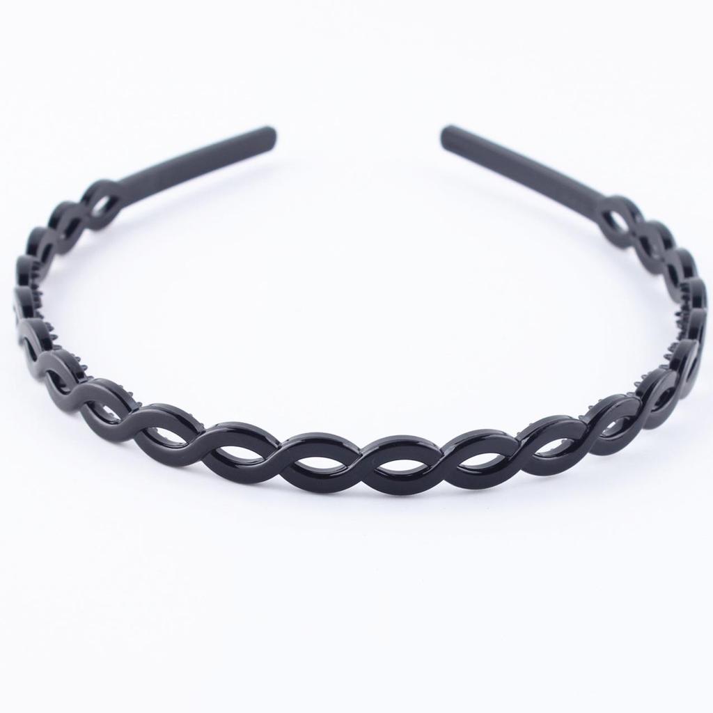 Men's & Women's Black Wave Headband: Sporty, Simple, with Teeth for Slicked Back Hair and Face Washing.