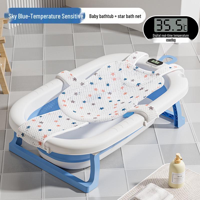 Foldable Baby Bathtub - Large, Sit or Lie for Kids, Newborn Bath Essentials for Home Use