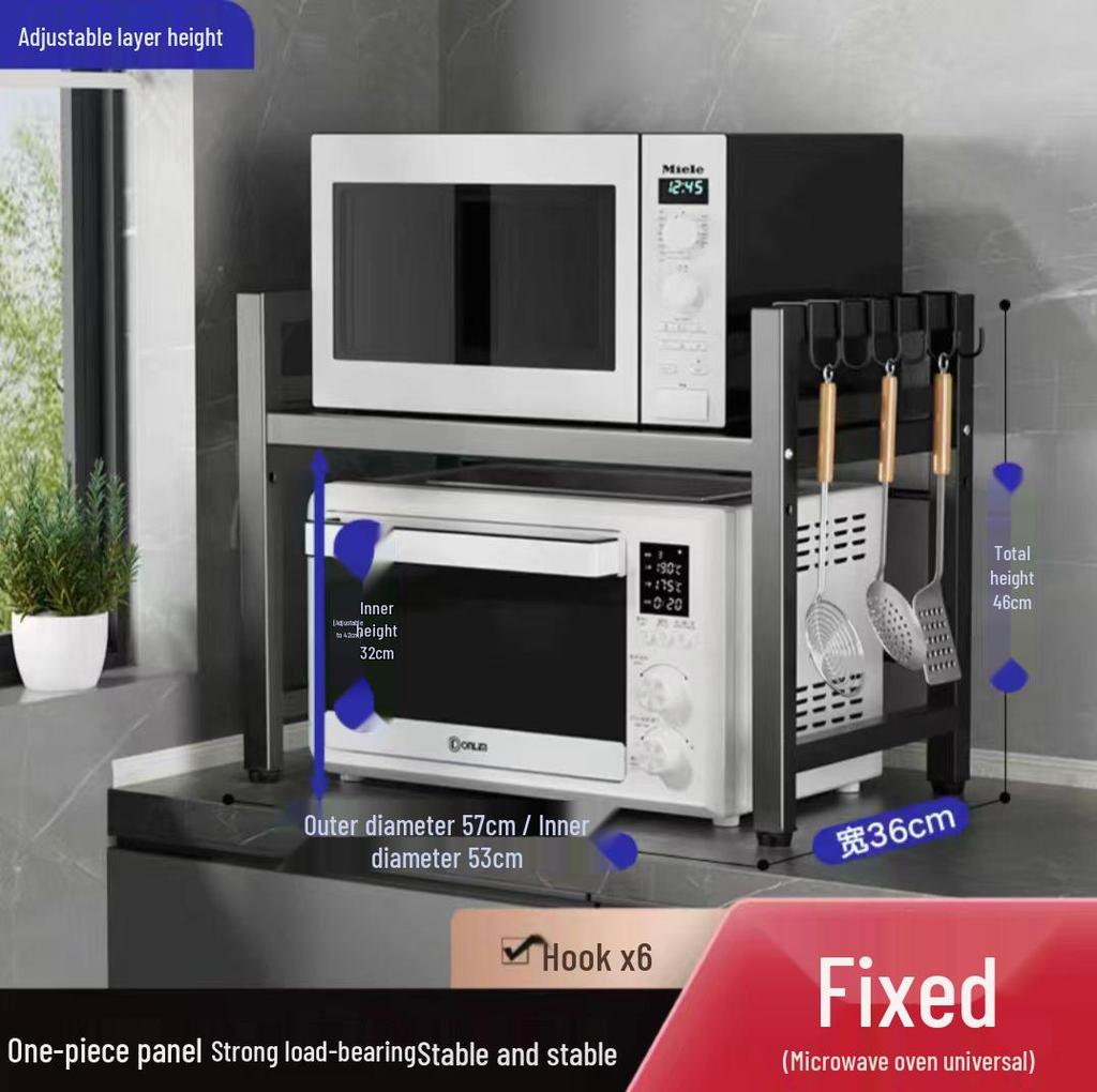 Adjustable Microwave & Kitchen Storage Rack for Countertop - Oven, Rice Cooker & Spice Organizer