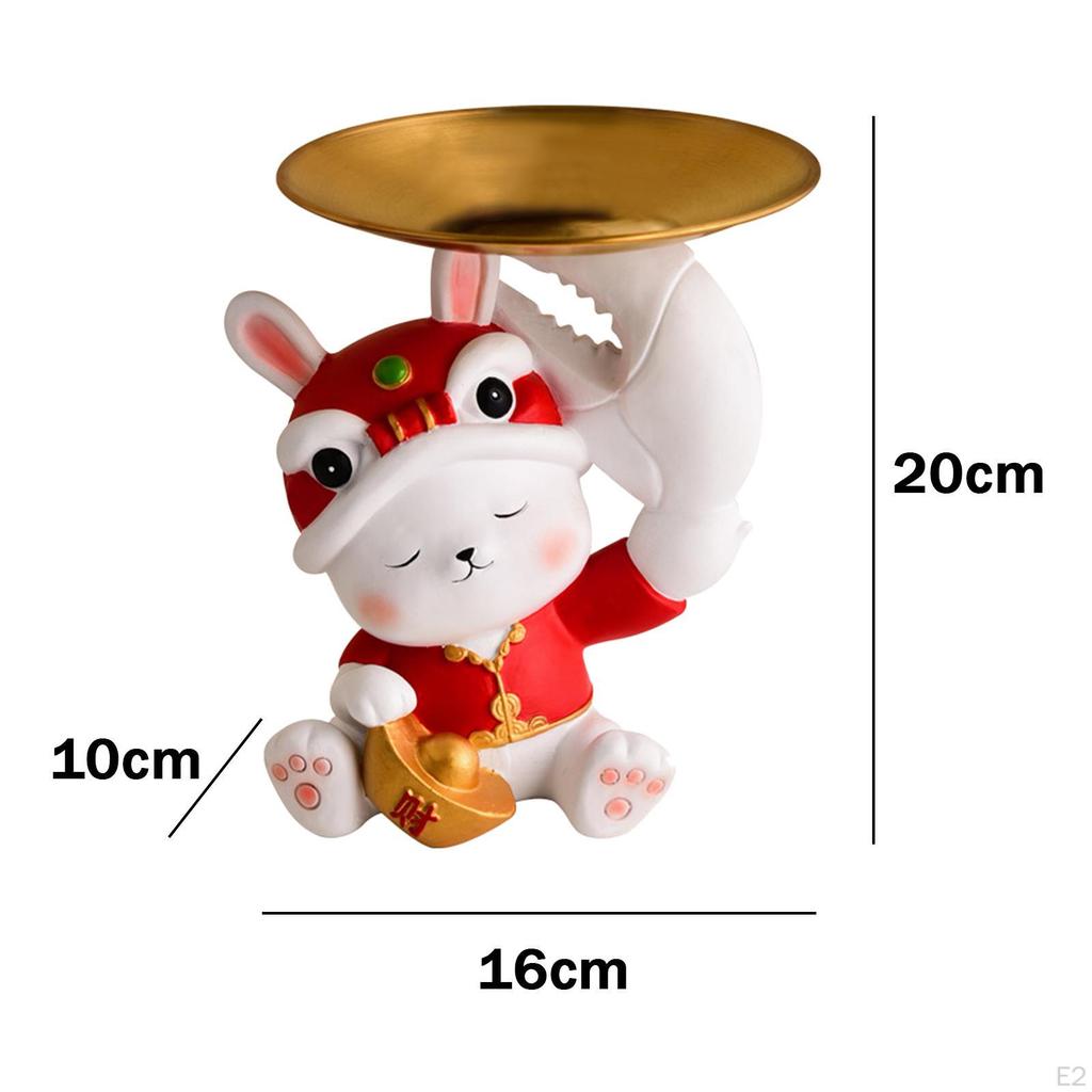 Chinese Style Figurine Display Serving Tray Claws Hand Resin Vanity Home Decor Bunny Statue for