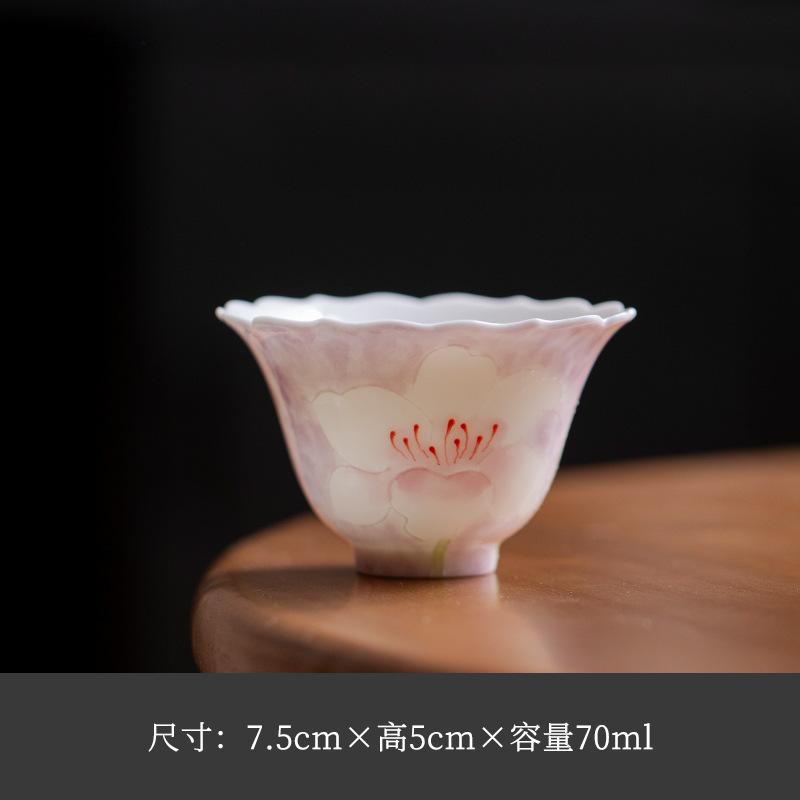 

Hand-painted Lily Teacup Creative Tea Bowl Beautiful Tea Cup Tea-tasting Smelling Cup Chazhan Master Cups Teaware Decoration As Your Choose