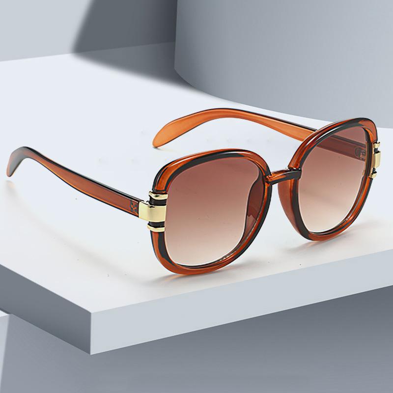 New In Sun Glasses for Women Modern Fashion Purple Orange Gradient Decorative Glasses Transparent Plastic Frame Metal