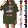 Women's Casual Fashion Round Neck Casual American Flag Print Short Sleeve T-Shirt Top