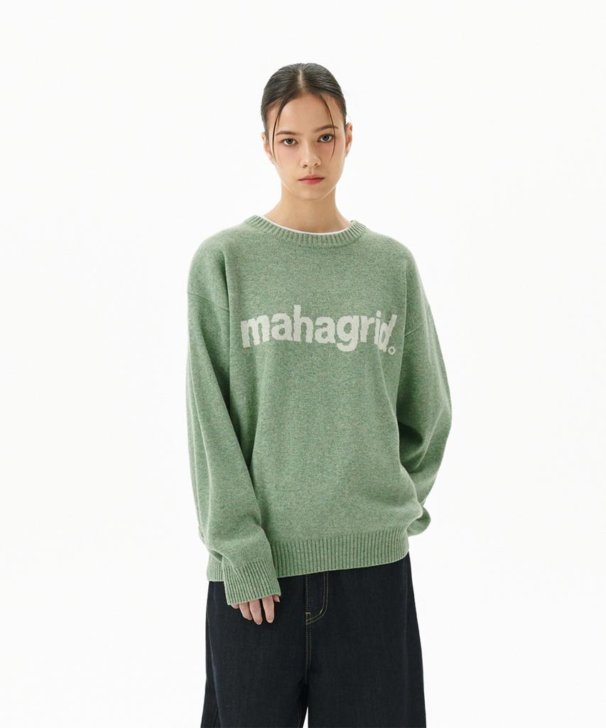 MAHAGRID Basic Logo Knit Sweater Green(Mg2Efmk620A)