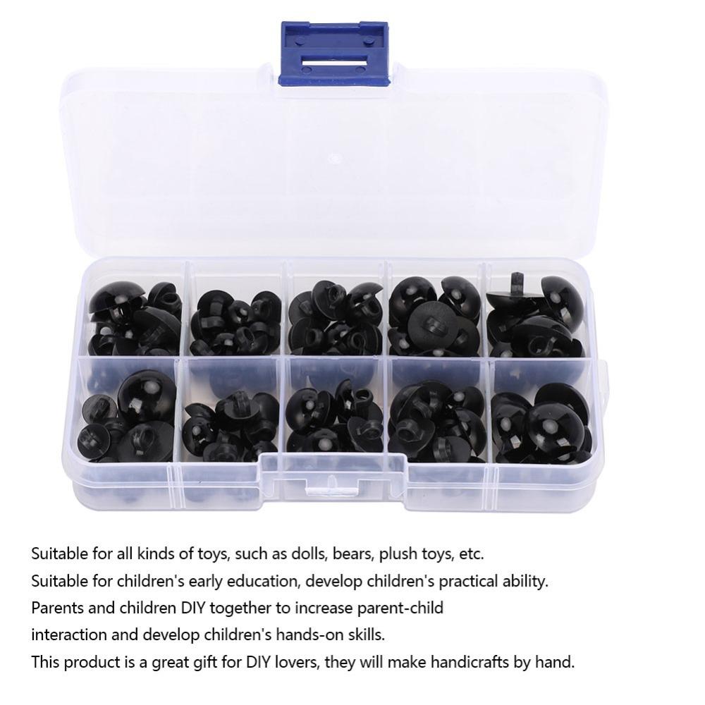 100pcs Plastic Doll Eyes Black Toy Accessories Doll Accessories Plastic Crafts  Stuffed Animals