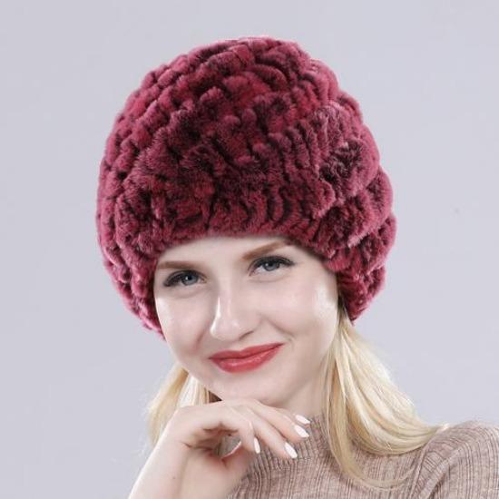 Hot Sale Russian Lady Natural Real Rex Rabbit Fur Hats Women Knitted Outdoor Rex Rabbit Fur Hat New Warm Real Fur Caps