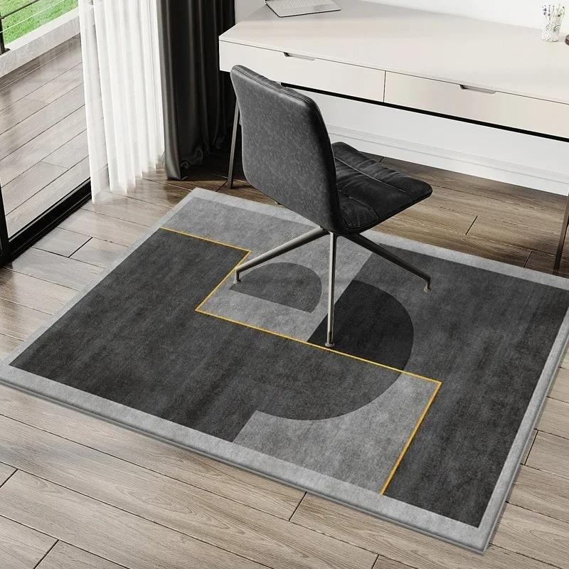 VIKAMA Geometric Crystal Velvet Carpet Study Office Computer Desk E-Sports Table Chair Non-Slip Rug Bedroom Living Room Foot Mat