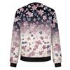 Women's Fashion Long Sleeve Floral Print Round Neck Zip Jacket