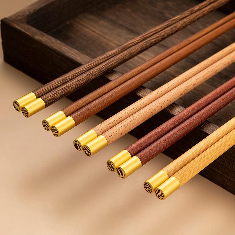 

5 пар Роскошные палочки для еды из натурального дерева Многоразовые нескользящие деревянные палочки Набор многоцветных экологически чистых здоровых китайских палочек для еды
