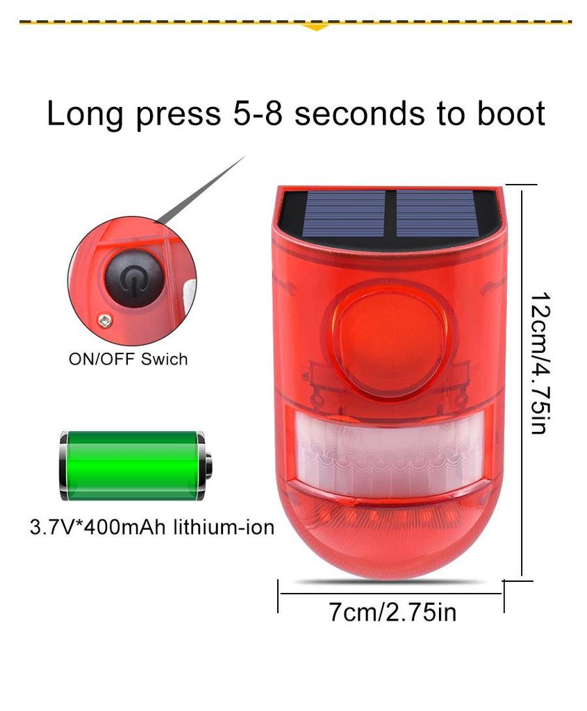 Lumină de alarmă solară cu senzor de mișcare umană pentru securitatea fermei