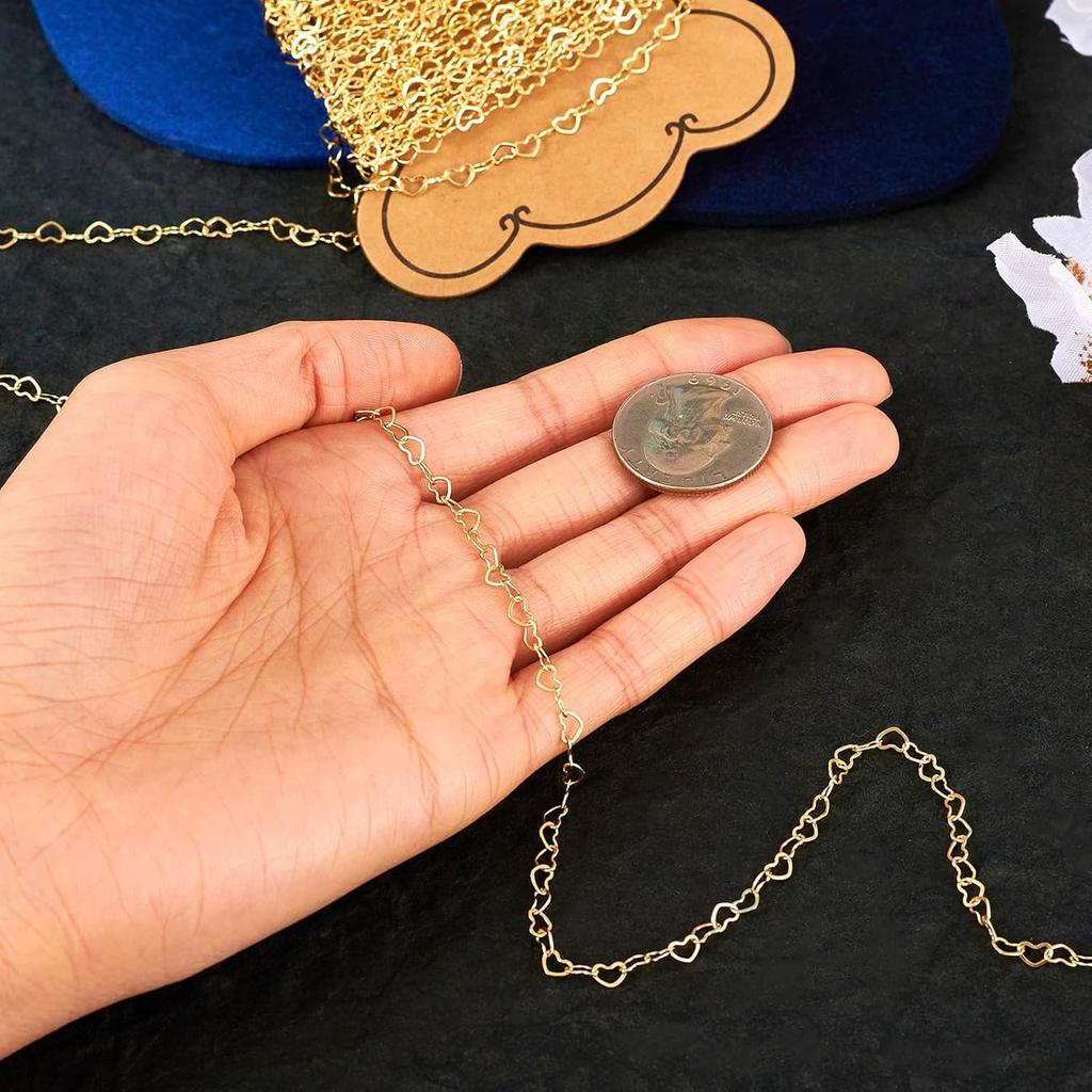 Craftdady 5M 14K Gold Filled Heart Link Chains 5x3.5mm Soldered Brass Bracelet Necklace Designer Chains Simple Chain Gold Chain Necklace Collection