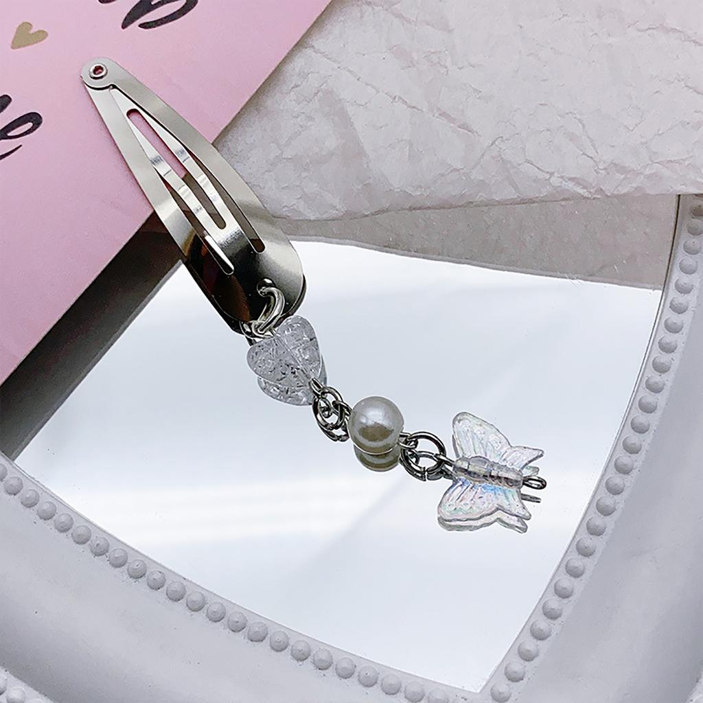 Metallic Style Hairpin for Sweet Girls Cute Butterfly Pendant Charm Hair Barrettes Aesthetics Bangs Hair Accessories