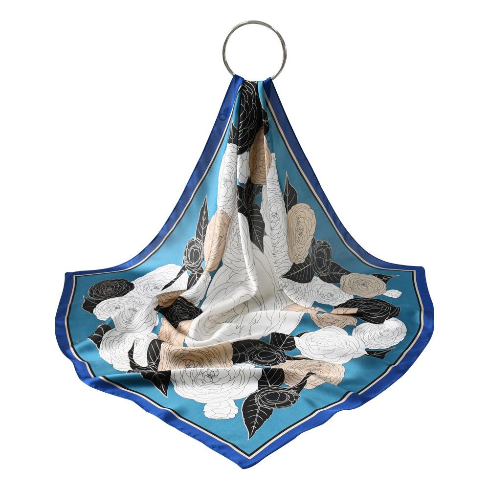 New flower and flower gift silk scarf, high-end sense, professional flight attendant simulation silk small scarf, Suhang tied bag silk scarf