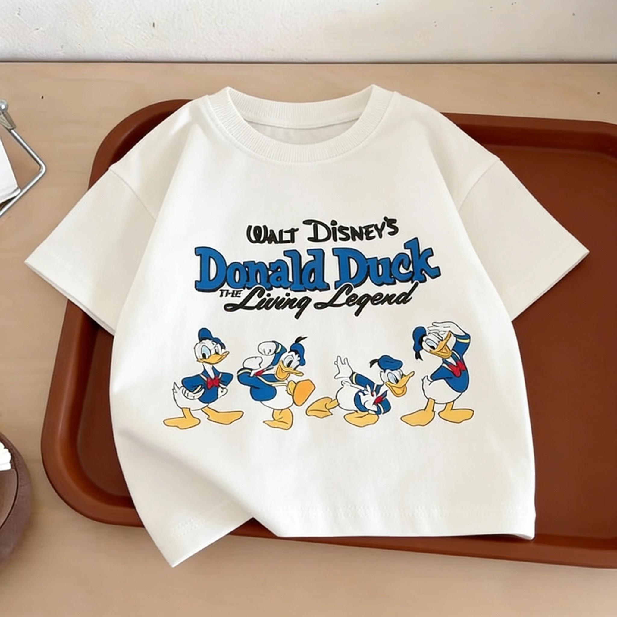 Donald Duck Tshirt Summer Kids Clothing Printed Cartoon Short Sleeve Tops Popular Design Baby Boys T Shirts Crewneck 100