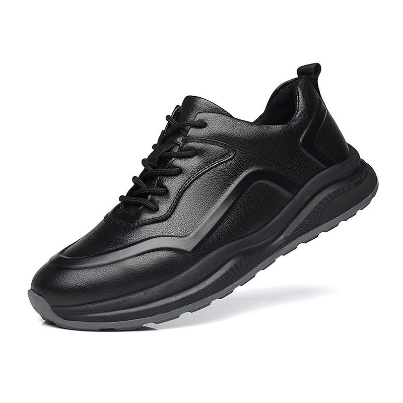 

Рекомендуемая мужская тисненая повседневная спортивная кожаная обувь весна новая нескользящие ремешки удобная мужская обувь 45 чёрный