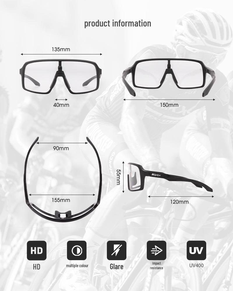 SCVCN Photochromic Cycling Goggles - Day/Night Use, UV Protection, Windproof, Outdoor Sport Sunglasses.