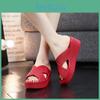 Soled Slippers For Thick Women Wearing Beach Shoes For External Wear Indoor Anti Slip Slope Heels Sponge Cake Cool Slippers For Height Increase