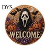 Wall Hanging Decor Halloween Faux Pearl Door Sign Kit, Ghost Skull Skeleton Cat Welcome DIY Painting Art Crafts Handmade Arts for Decoration Set
