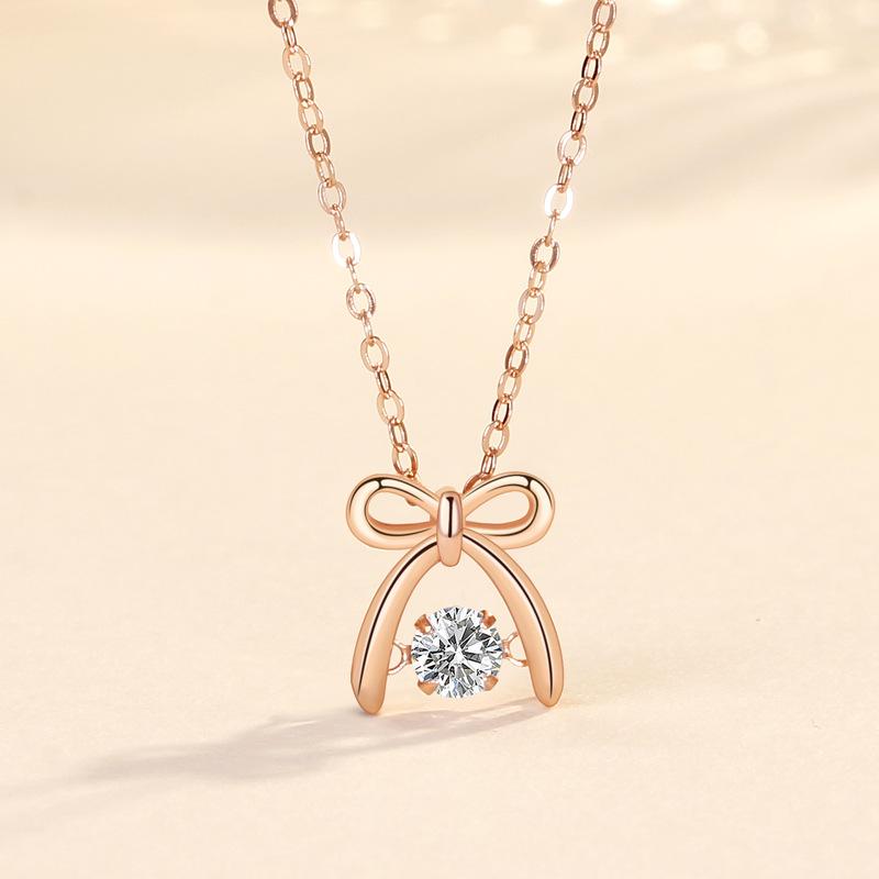 Bow Smart Necklace Women'S Beating Heart Fashion Niche Design Clavicle Chain Accessories Ins Style Premium Durable